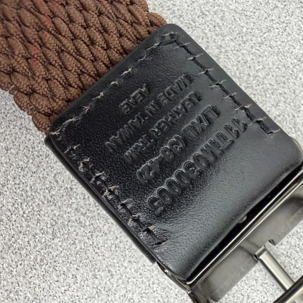 Tommy Bahama Belt Mens L/XL Black Brown Reversible Braided Leather Trim Woven